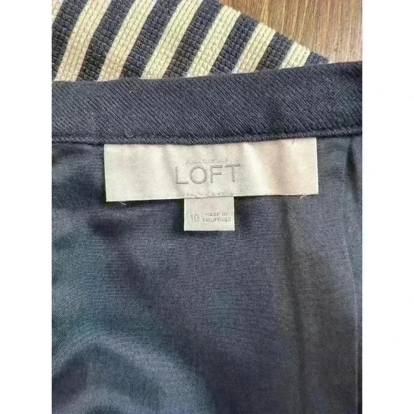 Ann Taylor LOFT Womens Pencil Skirt Sz 10 Black Cream Striped Ribbed Textured - Picture 8 of 9